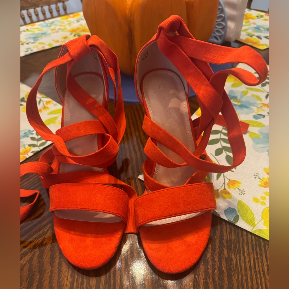 Women's strappy heels.